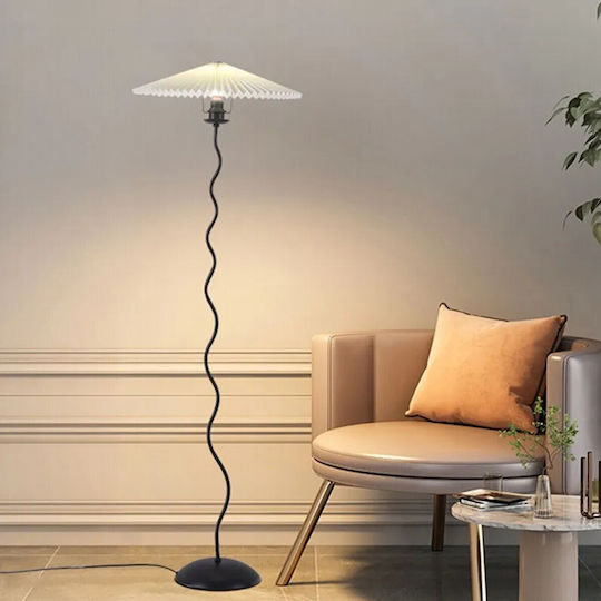 Vencore Curion Black 6091-20009 Modern Floor Lamp Single Light Black Aluminum Beige Shade Base-Socket 1xe27 Φ40 X H155cm 6091-20009