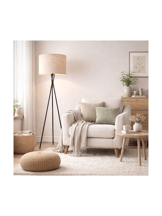 VenCore Floor Lamp H160xL40cm with Socket for E27 Bulb Black