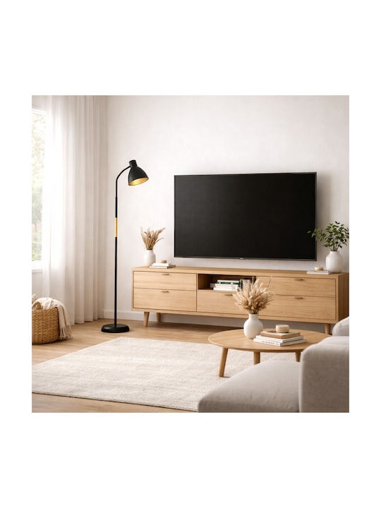 VenCore Floor Lamp H150xL23cm with Socket for E27 Bulb Black