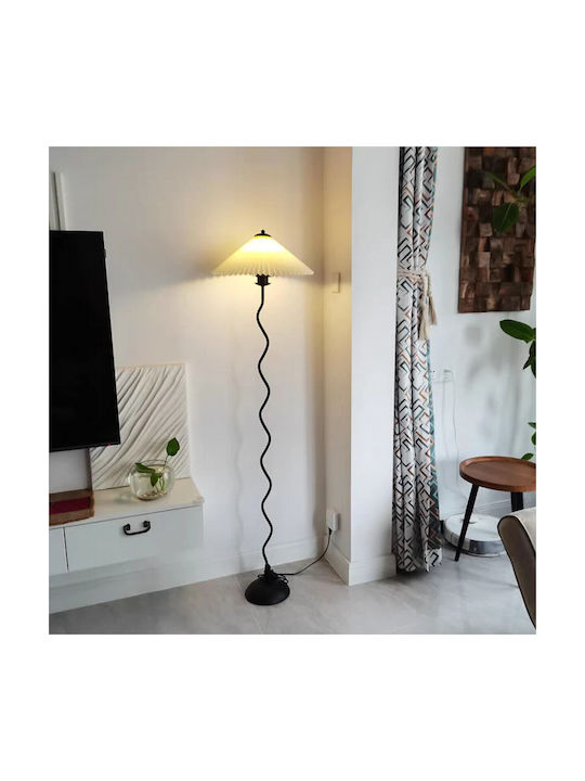Vencore Curion White 6091-20010 Modern Floor Lamp Single Light White Aluminum Beige Shade Base-Socket 1xE27 Φ40 x H155cm 6091-20010