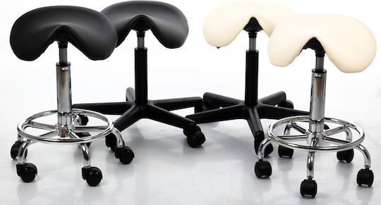 Pony Medizinischer Hocker Cream Ergonomischer Rollenstuhl Anatomische Position Bett Massage Physiotherapie Reflexologie Zahnärzte Stoßdämpfer Kunststoffbasis