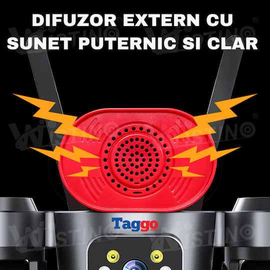 Taggo PRO-Q70 IP Cameră de Supraveghere Quad 4G 15MP Impermeabilă cu Baterie cu Comunicare Bidirecțională și Obiectiv de 1.6mm