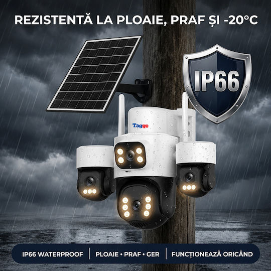 Taggo TAGGO-PRO-Q50-1PANOU IP Cameră de Supraveghere 4G 15MP Impermeabilă cu Baterie cu Comunicare Bidirecțională și Obiectiv 1.6mm