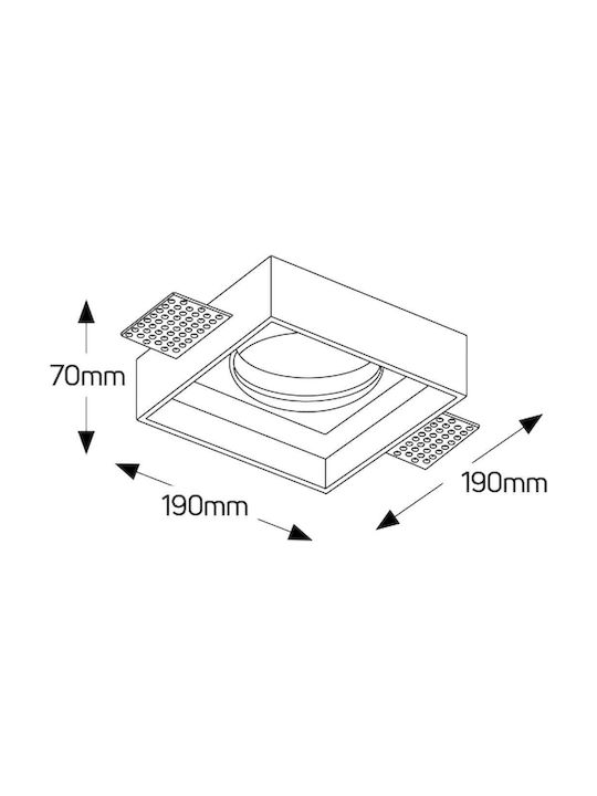 Geyer Square Plaster Recessed Spot with Socket GU10 White 19x19cm. 1pcs