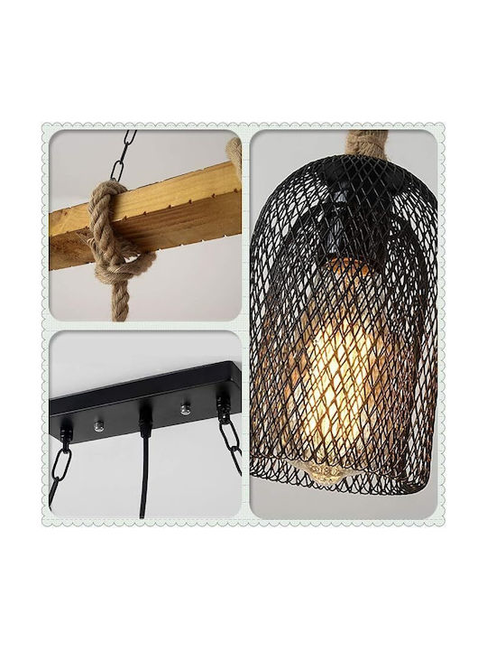 Boho Grid Pendant Light for 12 E27 Bulbs 110x60cm