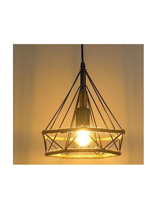 Boho Grid Pendant Light with E27 Socket 25x26cm
