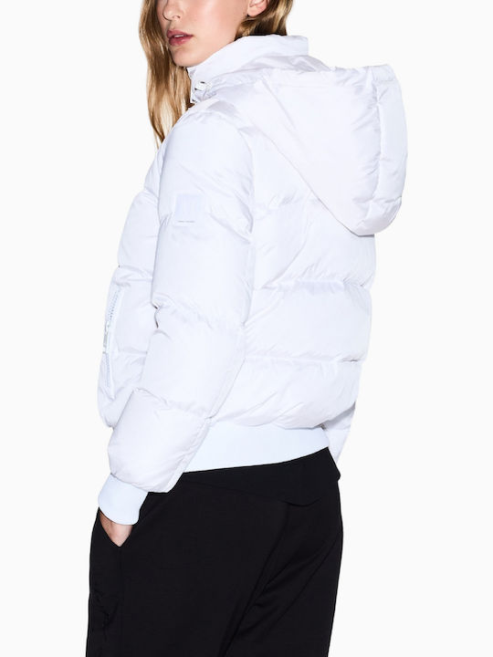 Дълго Дамско Puffer Якето За Зима Бяло
