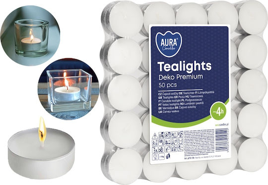 Aura Glass Ρεσώ σε Λευκό Xρώμα (έως 4 Ώρες Καύσης) 50τμχ