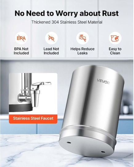 Vevor Double Countertop Water Filter System with Faucet and Replacement Filter ZLLSXT15GALHC7FIG001V0