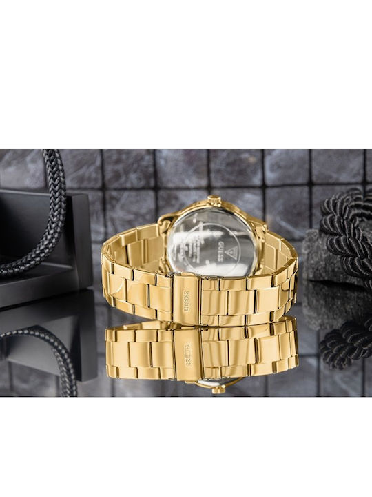 Guess Emmett Men's Battery Watch with Gold Metal Bracelet
