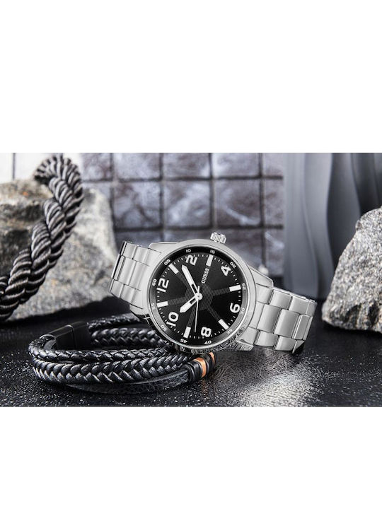 Guess Monte Men's Battery Watch with Silver Metal Bracelet