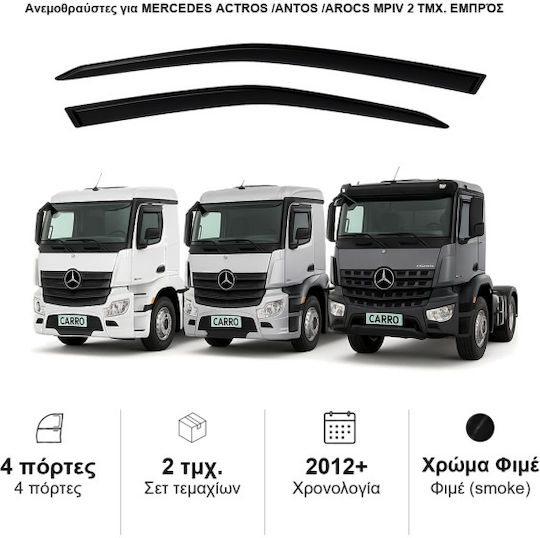 Heko Комплект Ветробрани Предни на камион Dark Fime за Mercedes-Benz Actros MP4 2012+ 2бр