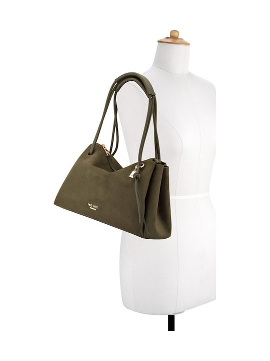 Stoff Damen Schultertasche Khaki