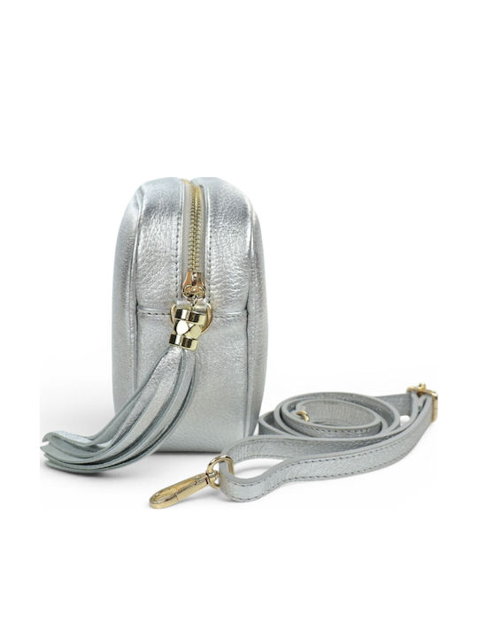 Passaggio Leder Damen Schultertasche Silber