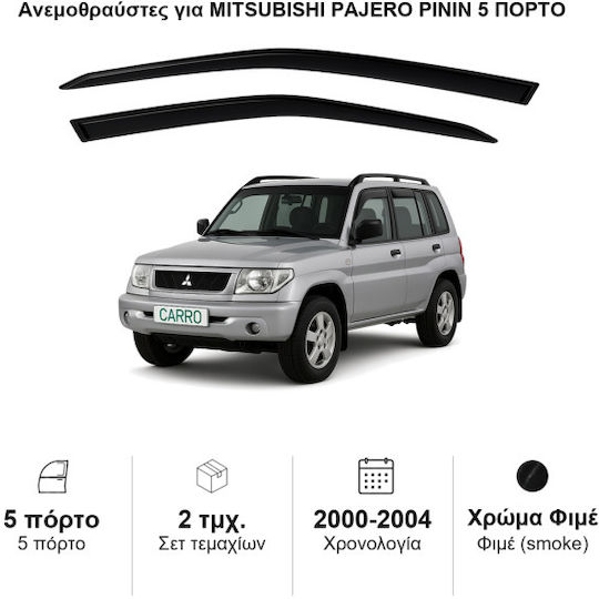 Heko Set of Windbreakers Front Car Dark Fime for Mitsubishi Pajero Pinin 5D 2000 2pcs
