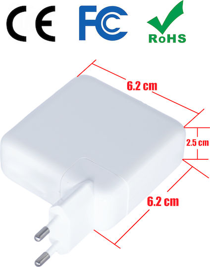 Laptop Charger 70W 20.6V 3.4A for Apple with Detachable Power Cord