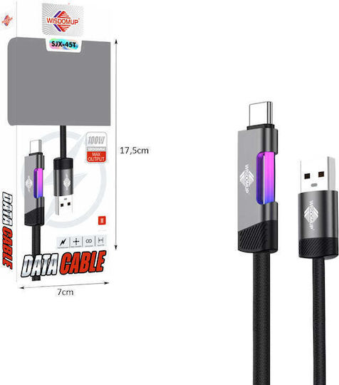 WisdomUp Cable USB-C male - USB-A 100W