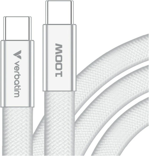 Verbatim USB 2.0 Cable USB-C Male - USB-C 100W PD White 1.2m 30277