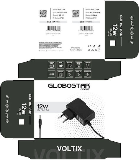 GloboStar Universal Adjustable Voltage Power Adapter 24V 0.5A with Power 12W with Plug Set GLB-107-0005