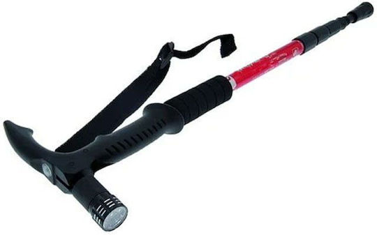 Foldable Walking Stick Flashlight Hiking Stick 52cm To 1.10cm Support Stick Black