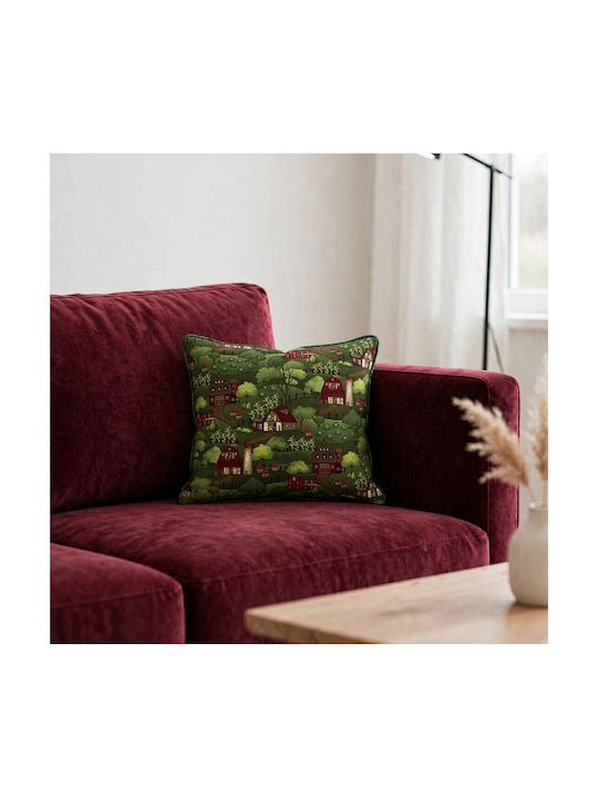 Oxygen Decorative Pillow Case Green Houses Green 45x45cm