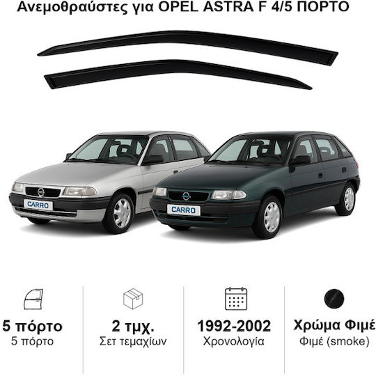 Heko Set of Windbreakers Front Car Dark Fime for Opel Astra 2pcs