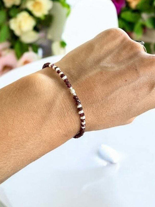 Ezera Damen Armband Kette aus Silber mit Perlen 16,5cm