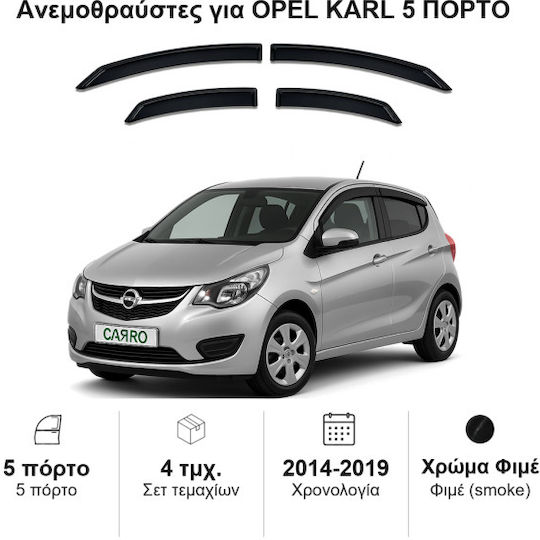 Heko 2014-2019 5D Set of Windbreakers Front and Rear Car Dark Fime for Opel Karl 2014-2019 5D 4pcs