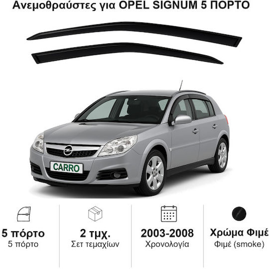Heko Set of Windbreakers Front Car Dark Fime for Opel Signum 2pcs