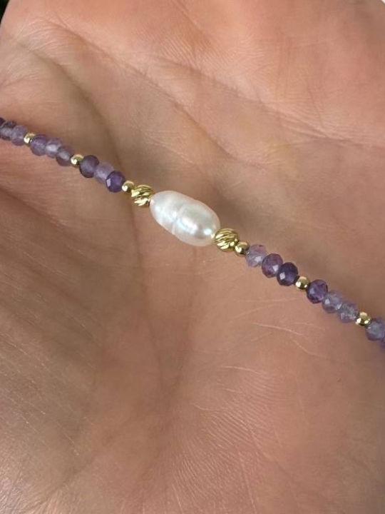Ezera Choker Din Argint Plăcat Cu Aur Violet