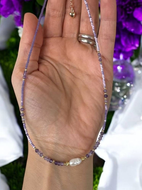 Ezera Choker Din Argint Plăcat Cu Aur Violet