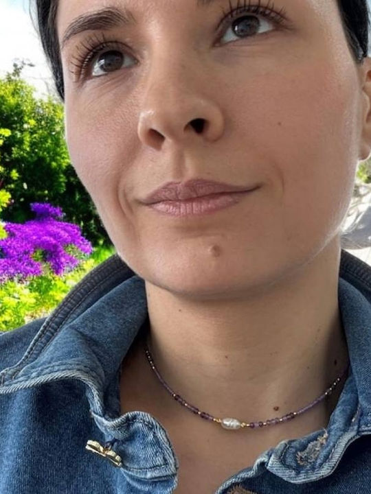 Ezera Choker Din Argint Plăcat Cu Aur Violet