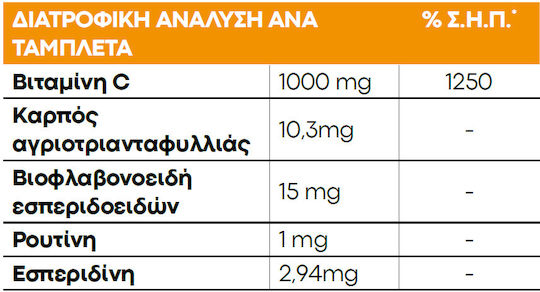 Lanes Vitamin C Vitamin Time Release for Immune System Boost, the Skin & Antioxidant Action 1000mg 30 Tablets