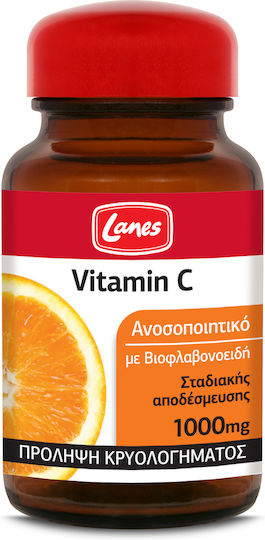 Lanes Vitamin C Vitamin Time Release for Immune System Boost, the Skin & Antioxidant Action 1000mg 30 Tablets