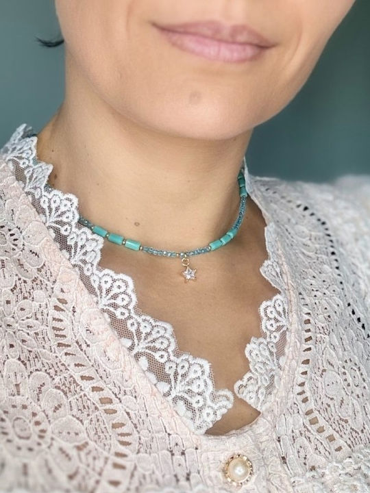 Ezera Vergoldetes Choker mit Zirkon Blau