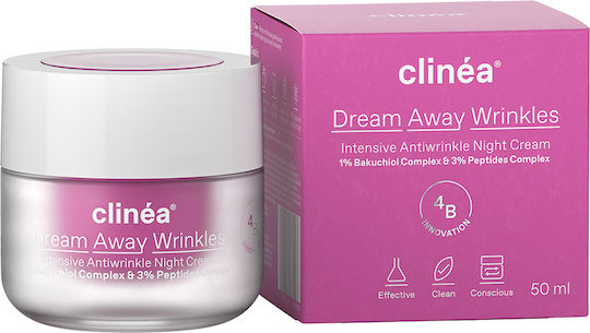 Clinea Dream Away Wrinkles Αντιγηραντική Κρέμα Προσώπου Νυκτός με Πανθενόλη & Πεπτίδια 50ml