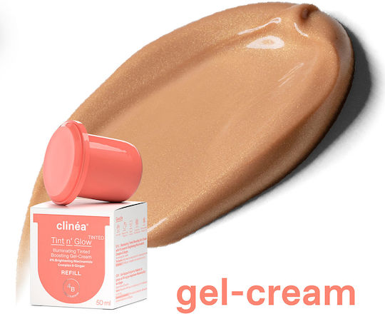 Clinea Tint N' Glow Light Refill Gel de Față de Zi Colorat pentru Strălucire cu Niacinamidă și Prebiotice 50ml