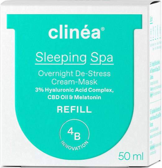 Clinea Sleeping Spa Refill Moisturizing Face Night Cream with Hyaluronic Acid & Prebiotics 50ml