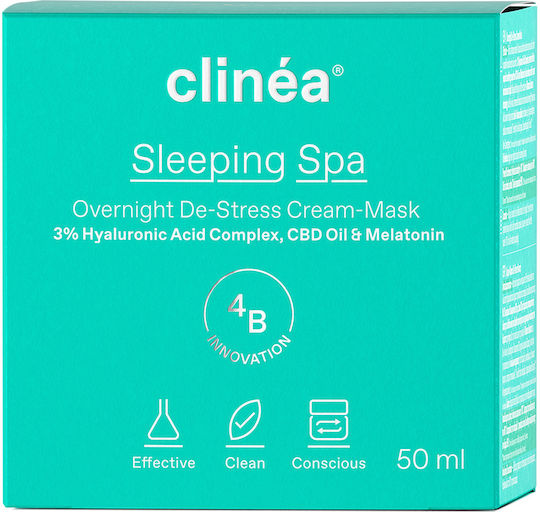 Clinea Sleeping Spa Cream-Mask Light Moisturizing Night Face Cream with Hyaluronic Acid & Prebiotics 50ml