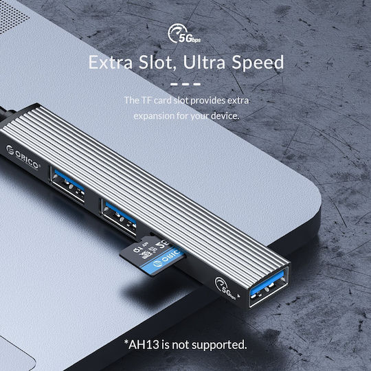 Orico USB Хъб 4 Порта USB 3.1 с USB-A Сив
