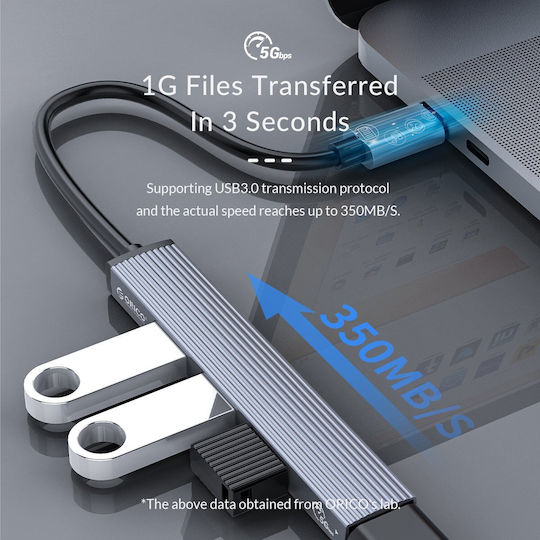 Orico USB Хъб 4 Порта USB 3.1 с USB-A Сив