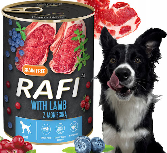 Rafi Hrana Umedă Pentru Câini în Conservă Dietetică cu Miel Fără Cereale 6x400gr