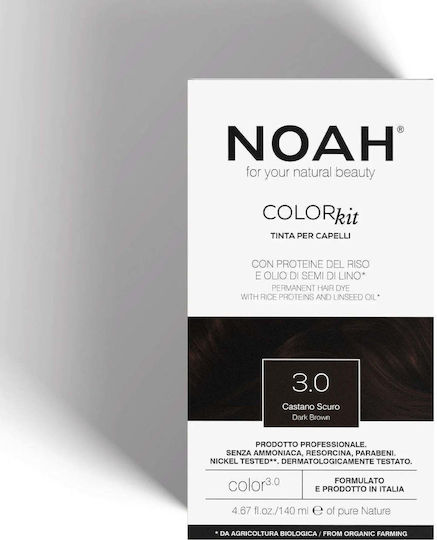 Noah for Beauty Постоянен Шампоан Оцветител Без Амоняк 3.0 Тъмно Кафяв 140мл