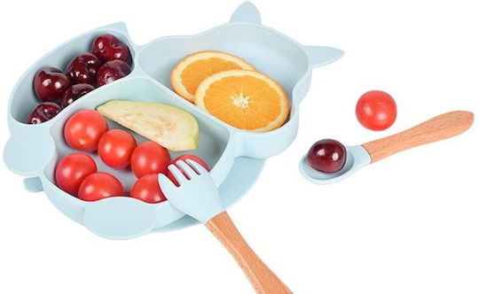 Set de Hrană din Silicon cu Bază Antiderapantă Turcoaz 4 Buc pentru 6+ Luni