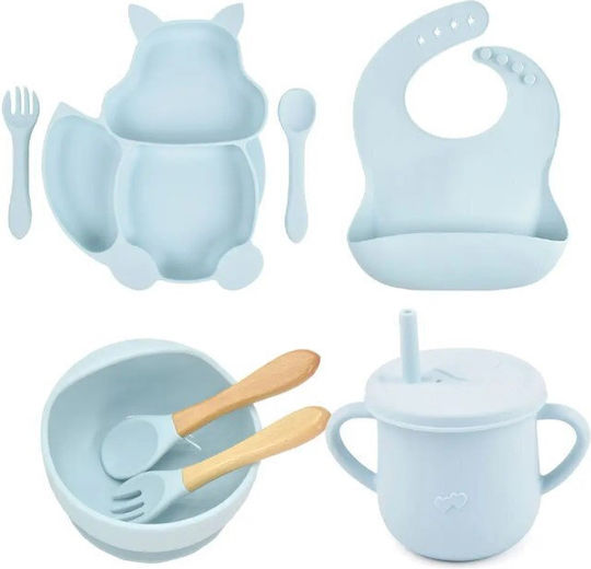 Set de Hrană din Silicon cu Bază Antiderapantă Turcoaz 4 Buc pentru 6+ Luni