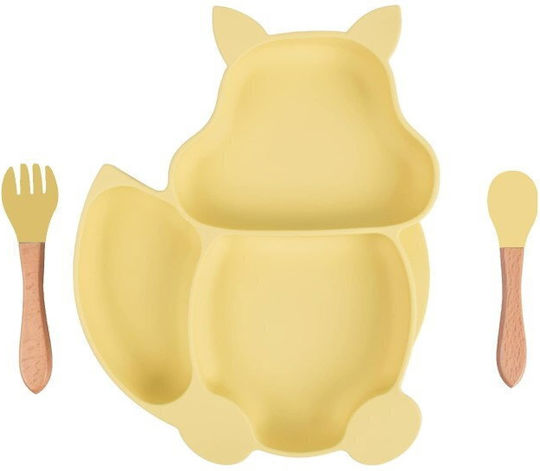 Silicone Feeding Set with Anti-Slip Base Yellow 5 Pieces