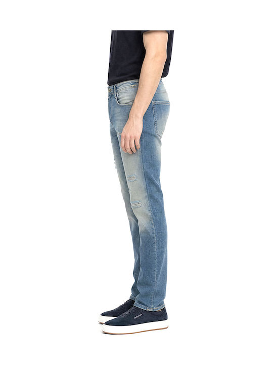 Rey K4424 Men's Elastic Slim Tapered Fit Jeans Blue