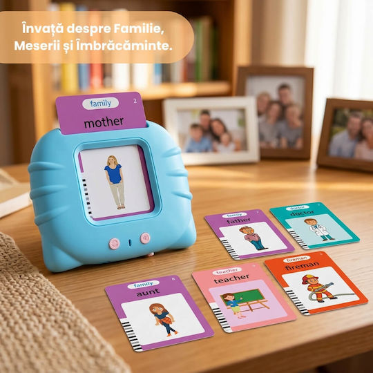 Jucărie Educativă Interactivă Cititor De Carduri Pentru Copii 224 Cuvinte În Engleză Învățare Prin Joacă Vocabular Animale Fructe Mașini Usb Reîncărcabil Albastru Roz