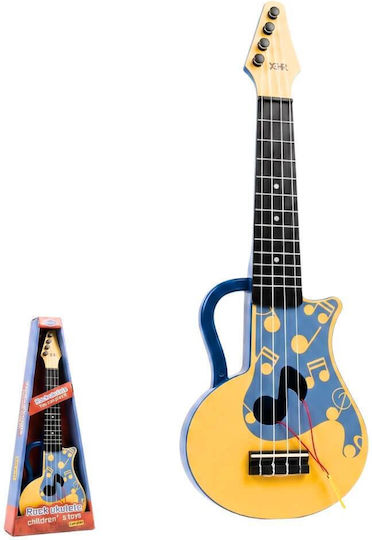 Chitară Jucărie Copii Ukulele 4 Corzi 45 Cm Instrument Muzical Educațional Cadou Băieți Fete Albastru-bej