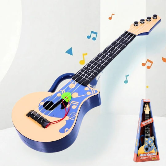 Chitară Jucărie Copii Ukulele 4 Corzi 45 Cm Instrument Muzical Educațional Cadou Băieți Fete Albastru-bej